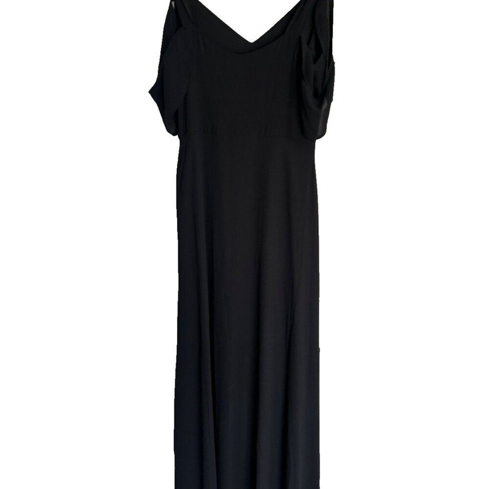 Express Women's 8 Black Maxi Dress Draped Shoulder NEW Holiday Party